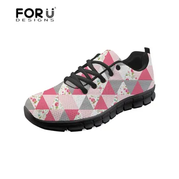 

FORUDESIGNS Female Casual Shoes Happy Floral Vintage Style Mesh Flats Women's Flats Shoes Breathable Sneakers Girls Platform