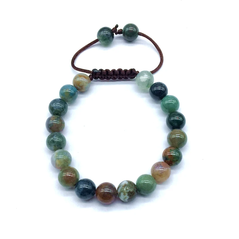 

Hand Made Stone Beads Bracelet Adjustable Woman Bangle 8 mm Bead Rope Cord Agates Onyx Jaspers etc Drop Shipping Hand Made