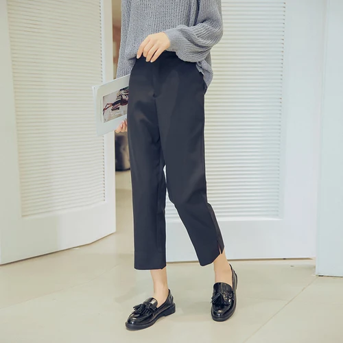 Koop Schieten De Taille Van De Hoge Taille, De Kant Van De Broekspijp Is Kleine, Vork Negen, straight Pak, Casual Broek.