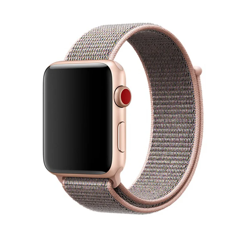 Спортивная петля ремешок для Apple Watch Band 5 4 44 мм 40 мм 42 мм 38 мм iWatch Series 4 3 2 1 Correa нейлоновый наручный браслет, ремешок аксессуары - Цвет ремешка: Pink Sand