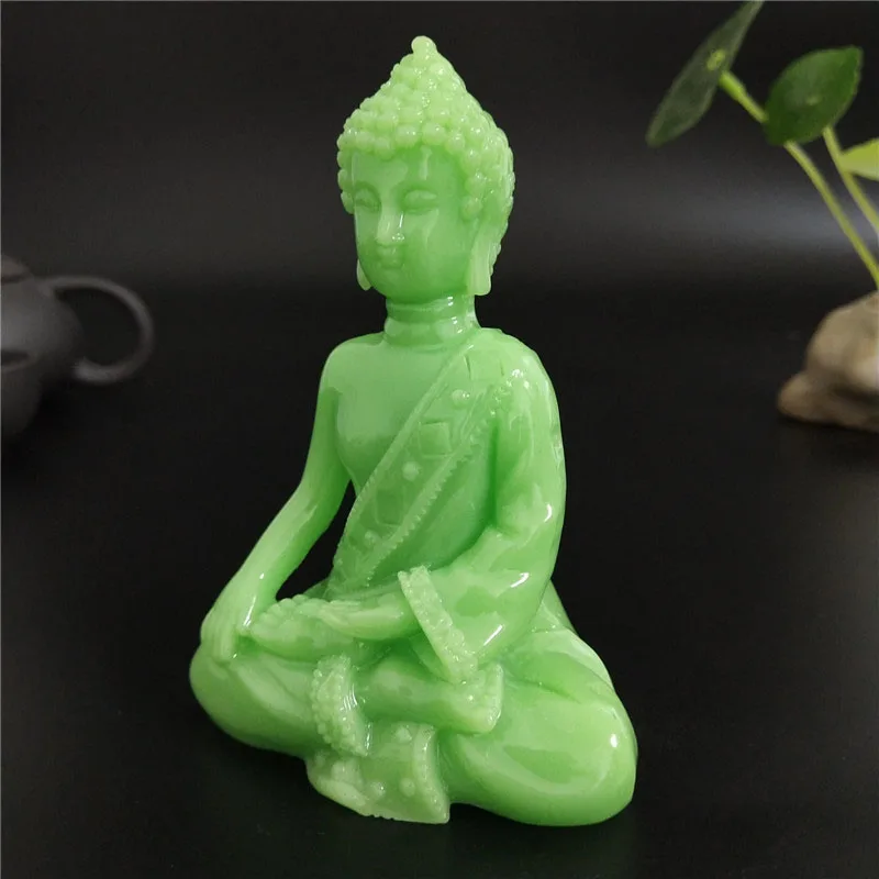 4 стиля светящиеся статуя Будды для медитации искусственного нефрита камень тайский будда Скульптура Статуэтки светящиеся садовые декоративные статуэтки