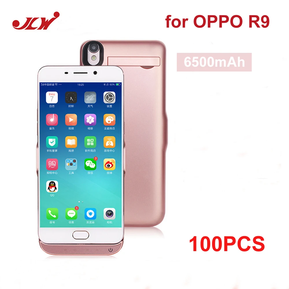 

Wholesale 100PCS JLW 6500mAh Rechargeable External Battery Pack Charger Case for OPPO R9 Backup Clip Power Case for OPPO R9