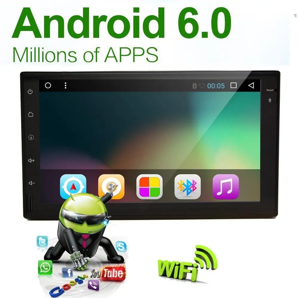 

Car Radio Stereo Android 6.0 7'' Double Din Head Unit GPS Navigation Bluetooth WIFI 4G Steering Wheel Control FM/AM RDS Receiver