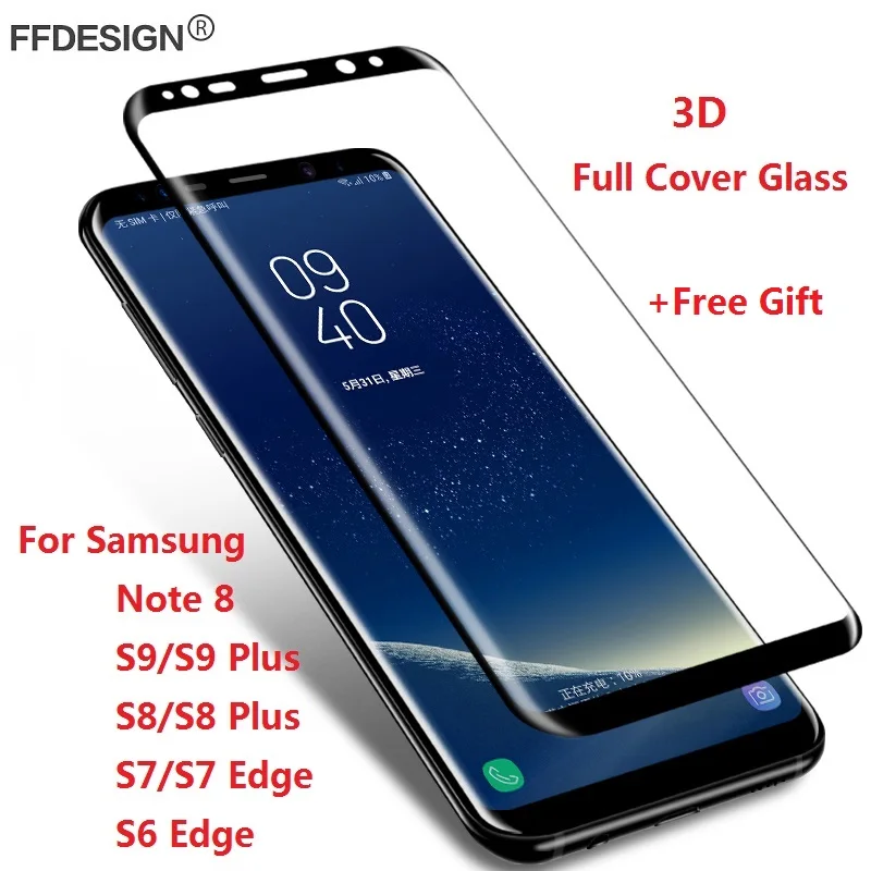 3D полное покрытие закаленное защитное стекло для Samsung Galaxy S9 S8 Plus Note 8 S6 S7 Edge