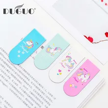 DUGUO милые канцелярские принадлежности Розовый Единорог Закладка-магнит Магнитная закладка с рисунками из мультфильмов креативная мини-книга папка kawaii поставки