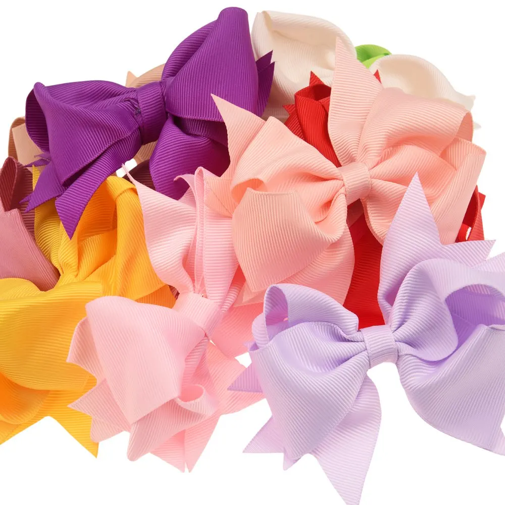 

5PCS 4inch Ribbon Bows No Hair clips Cute Hair Accessories Flower Headwear Bow Accessories No Barrette for Headband