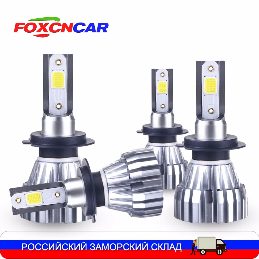 

LED H4 Fanless LED H7 NO-Fan 4300K 6500K Car Headlight Hi-Lo Beam 50W 5000LM COB Chip H1 H3 H4 9005 9006 H11 Auto ampoule 12V