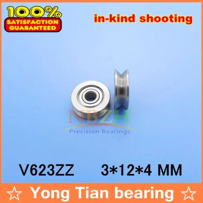 

V623ZZ ABEC-5 V groove roller wheel ball bearings 3*12*4 mm embroidery machine pulley V623 623V 623VV SZV3-12