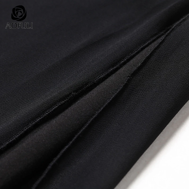 L 4xl 5xl Женские Широкие брюки из шифона с полной длиной Черные Длинные