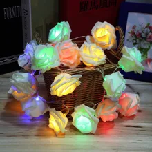 4 Colors Fashion Holiday Lighting 20 LED Rose Flower String Lights Fairy Wedding Party Christmas Decoration