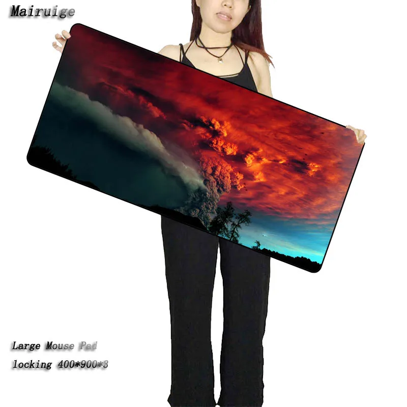 

Mairuige 900*400*3MM Volcano Eruption Smoke Color Washing Mouse Pad Computer Notebook Gaming Large Rubber Lock Edge Mousepad
