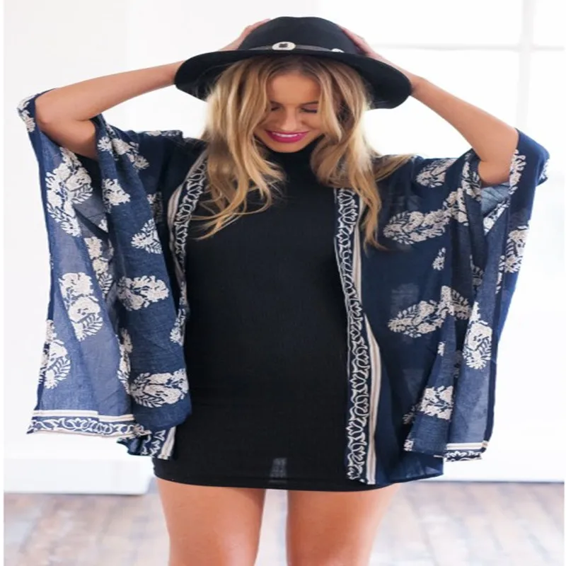 

Summer new fashion print women's jacket beach holiday cloak style ladies jacket shawl loose female hot coat