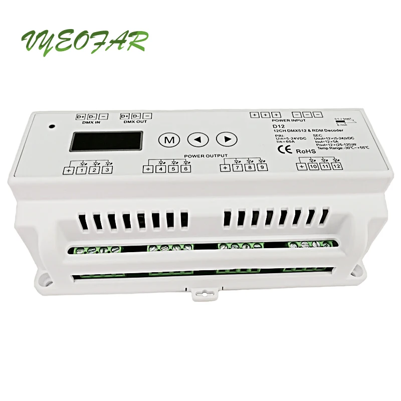 Светодиодный декодер DMX 12 В постоянного тока 24 5 А каналов макс. 60 1440 Вт выход RGB