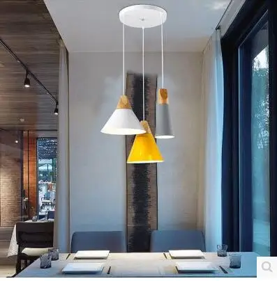 

Nordic style Wood Aluminum pendant Chandelier Restaurant multicolor Modern simple Bar kids room indoor hanging lighting