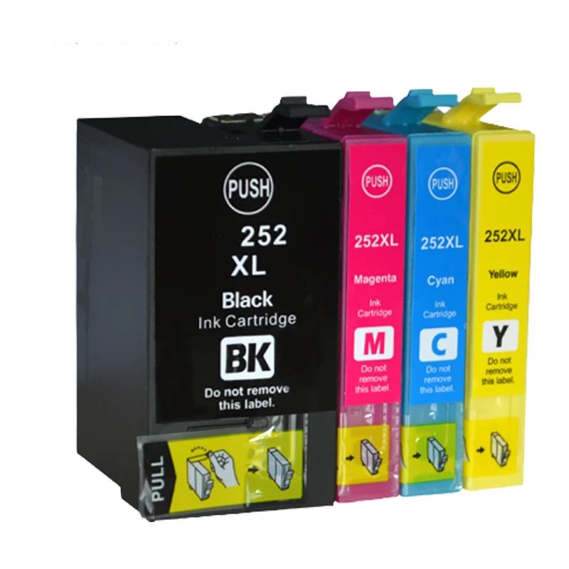 

XIJIN 4pcs Generic 252 252XL 254XL Ink Cartridge Compatible for Workforce WF3620 WF3640 WF 7610 7620 Printer Full Ink with Chip