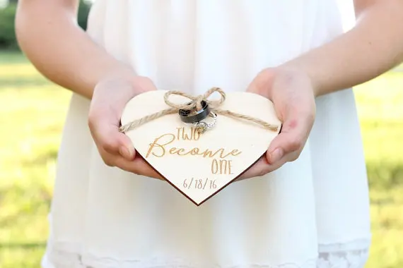 

Two Become One Wedding Ring Holder Rustic Wedding Ring Holder #DownInTheBoondocks