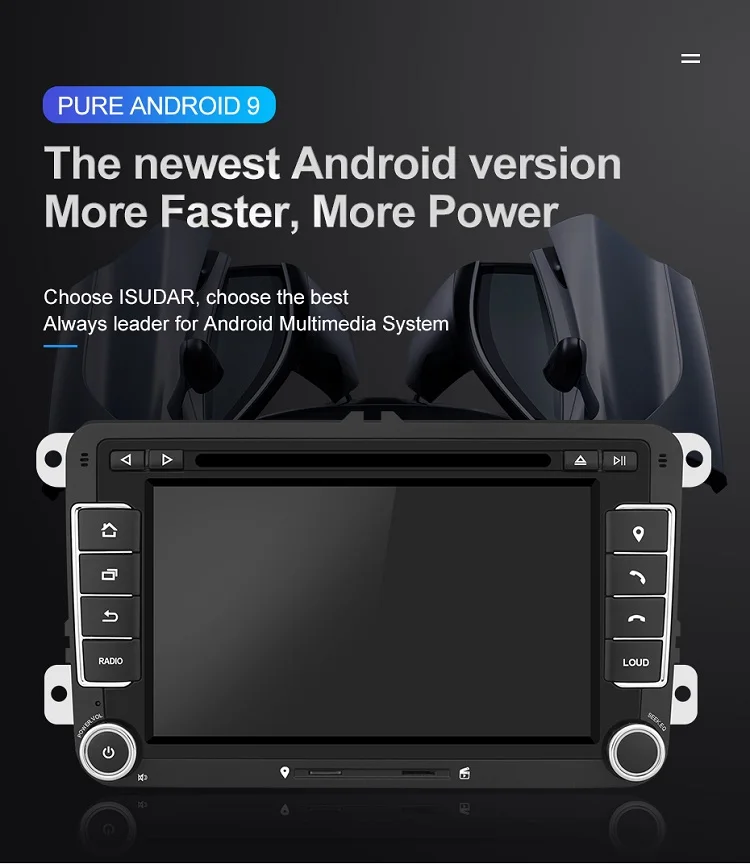 Discount Isudar 2 Din Auto Radio Android 9 For VW/Volkswagen/POLO/Golf/Skoda/Octavia/Seat/Leon GPS Car Multimedia RAM 4GB DVD Player DSP 4