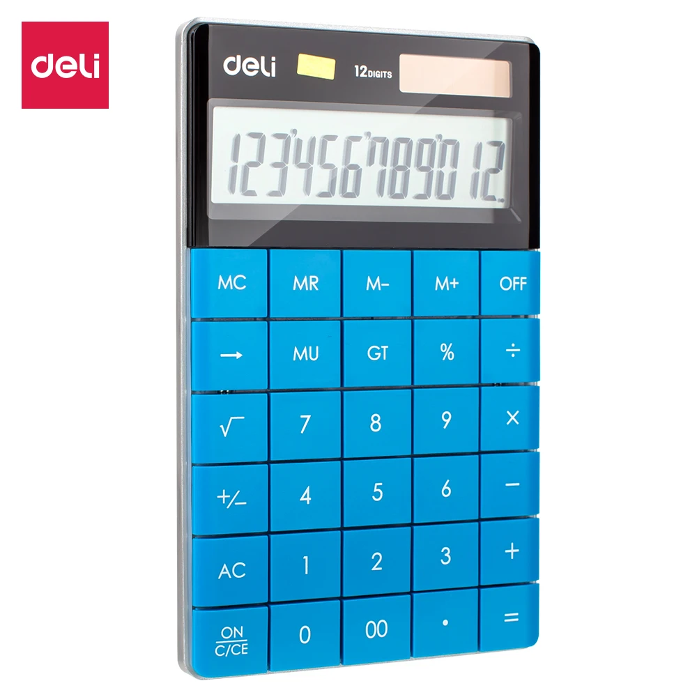 

Deli E1589 Calculator - Calculator 12 - digit - battery & solar dual power big display - 5 color
