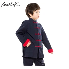 ActhInK Дети Весна Китайский Hanfu тонкое пальто для мальчиков со вставками льняная рубашка с длинным рукавом и цветами в стиле пэчворк для детей; производительность верхняя одежда, ZC026