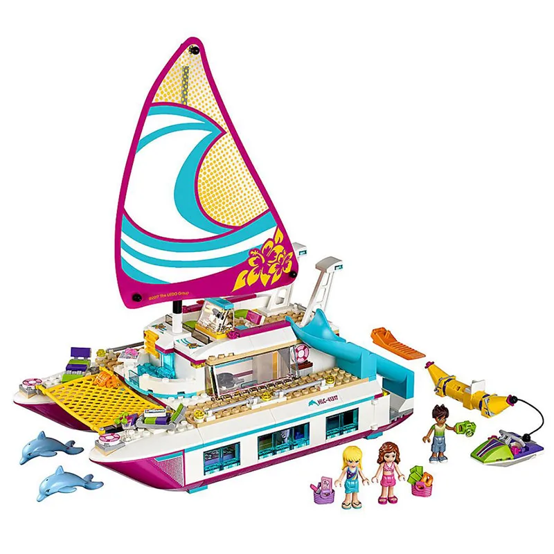 

Bela 10760 Friends Series Sunshine Catamaran Sailboat Surfing Model Building Block Bricks Compatible With Legoings Friends