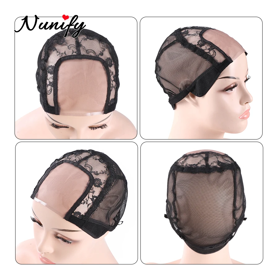 Mesh Wig Cap For Making Lace Wigs Nunify Black Lace Wig Caps For Making Wigs Adjustable Hairnet Weave Net Cheap 1Pcs