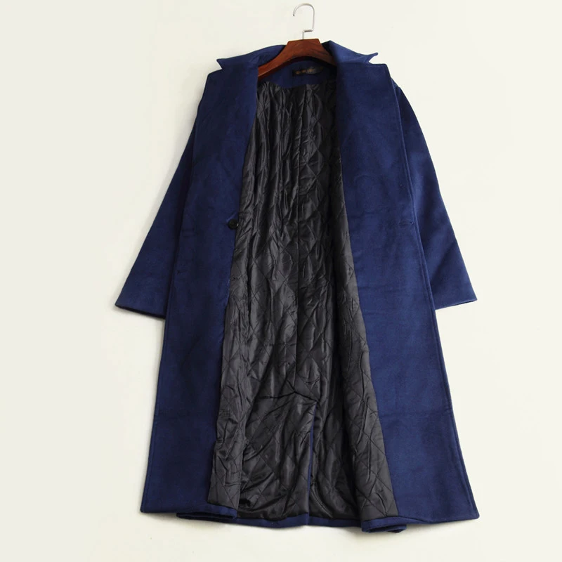 De Lâche Green Automne Libre Oversize Gray Manteau Épaississent Hiver Cachemire Imité Laine army Survêtement dark Mode Long Navy Femmes La Solide Pardessus Taille Blue Plus z7SwdUn4qx