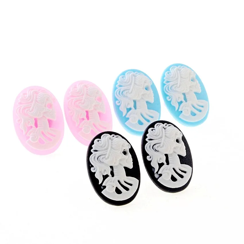 

Free Shipping 2pcs(1pairs) FUNKY LARGE SKELETON CAMEO EARRINGS GOTHIC EMO PUNK SKULL DARK VINTAGE STEAMPUNK