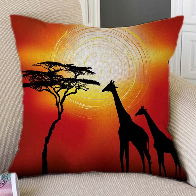 18/" Christmas giraffe Cotton Linen Pillow Case Throw Cushion Cover Home Décor