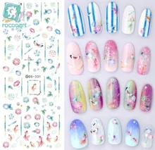 Rocooart DS331 Water Transfer Nails Art Sticker Harajuku Elements Colorful Golden Fish Nail Wraps Sticker Manicura Decal
