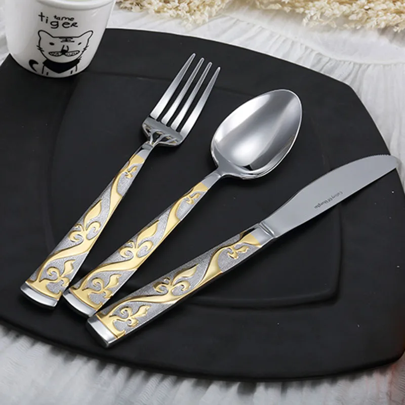 Роскошный набор посуды с цветами столовые приборы из нержавеющей стали