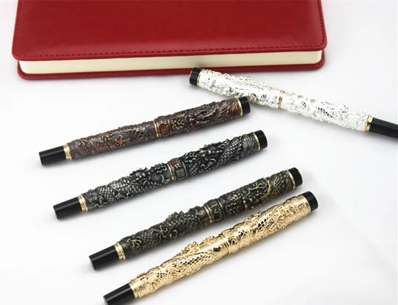 0.7mm Rollerball Pen Jinhao 1pc Chinese Traditional Double Dragon Black Ink Refill Business Gift