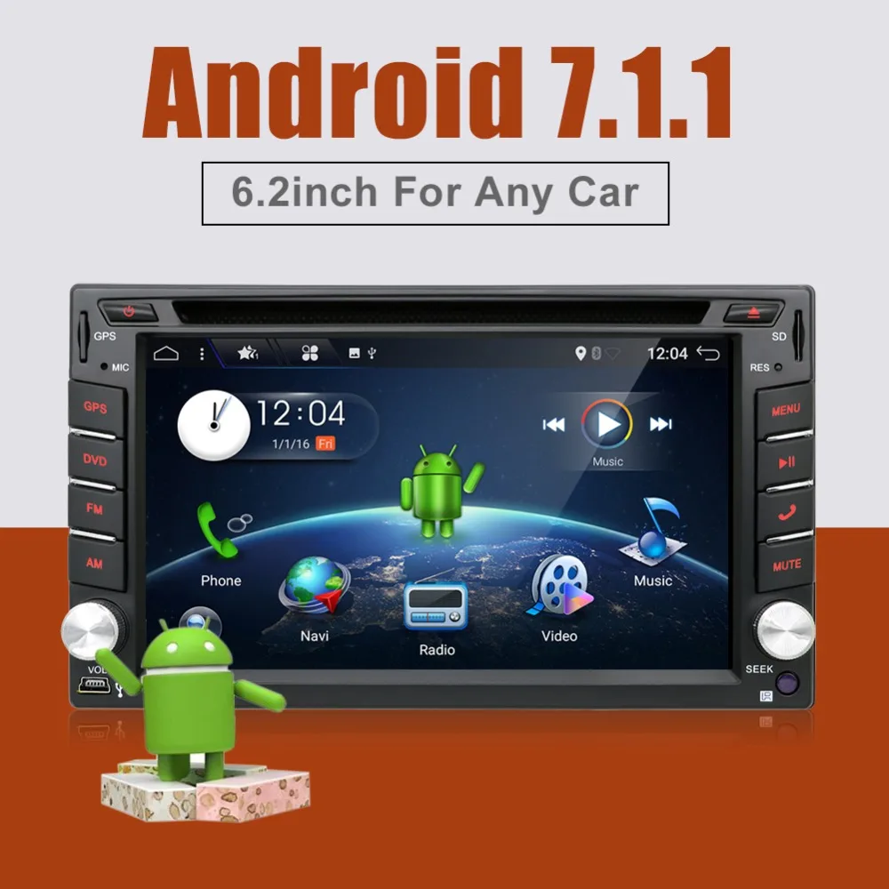 Bosion 2 din car radio android 7.1.1 for Universal car DVD player 6.2