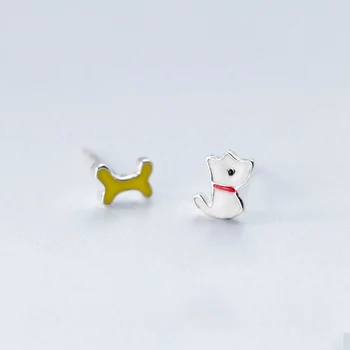 

MloveAcc S925 Dog Bone Stud Earrings 925 Sterling Silver Lovely Animal Ear Nail Accessories Jewelry for Women Girl