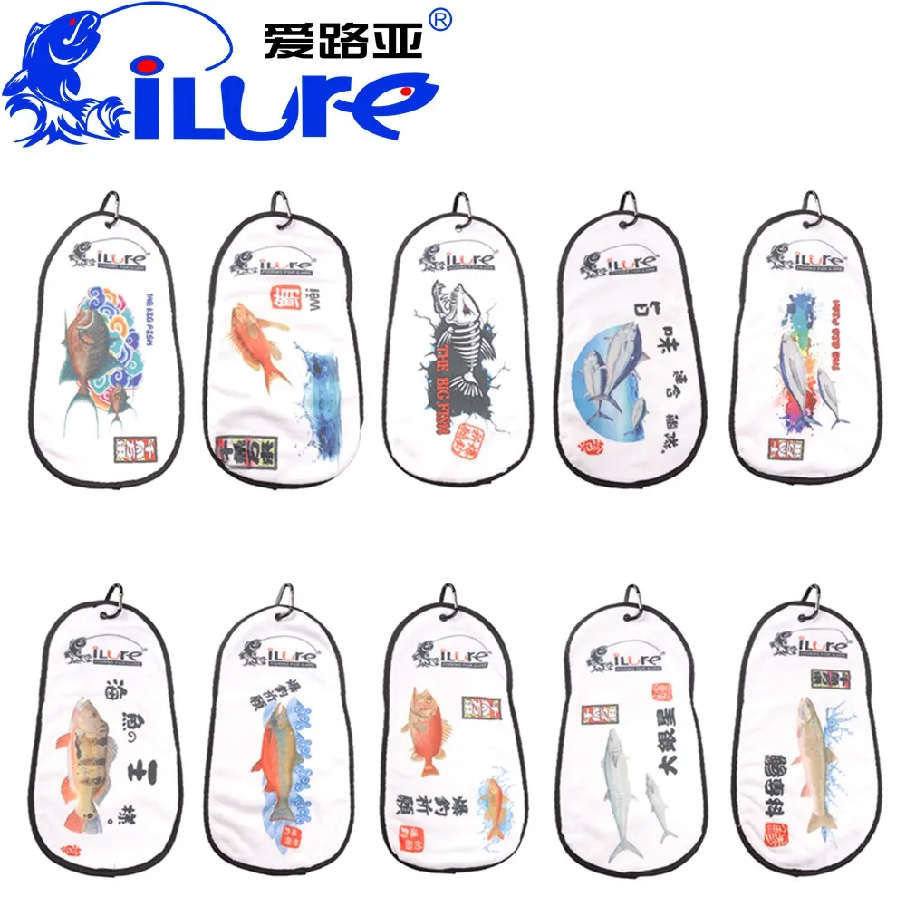

Ilure Water Absorbent Fishing Towel 33x17cm Fish Design Ultrafine to Clean Fishing Rod Wipe Hands Pesca Fishing Accessories