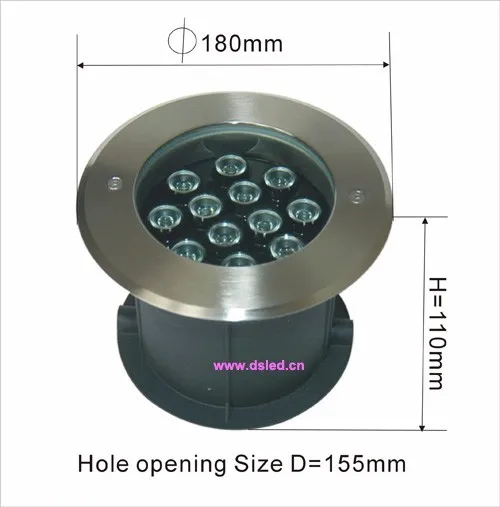 Нержавеющая сталь, CE, IP68, Высокая мощность 12 Вт Встраиваемые Светодиодный прожектор, светодиодный свет бассейн, DS-11S-20-12W, 12X1 Вт, D180mm, 12 В DC