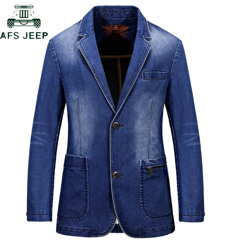 AFS JEEP, мужской джинсовый Повседневный Блейзер, Мужской Хлопковый винтажный пиджак, Мужской Блейзер, masculino размера плюс 3XL, Джинсовый блейзер, куртка, пальто