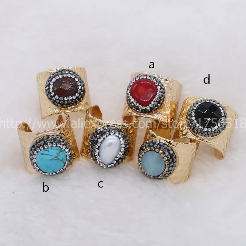 

1 piece Natural Amazonite druzy bang ring drop hand pave cz around natural stone ring adjustable fashion fashion druzy jewelry