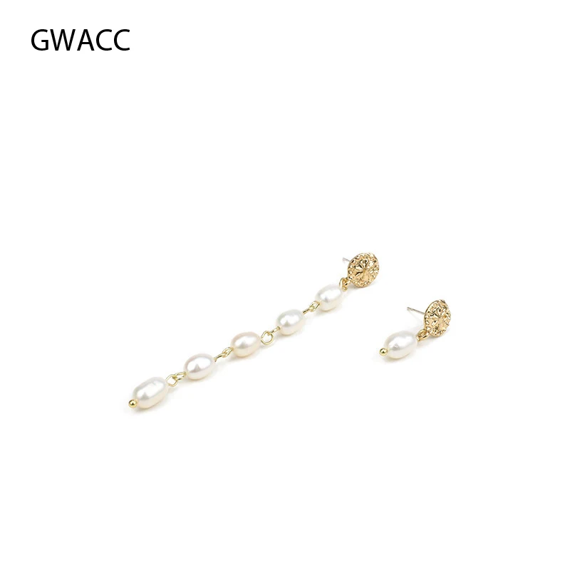 

GWACC Trendy Asymmetrical Natural Pearl Drop Earrings For Women Baroque Jewelry Pearl Earrings Statement Women's Earrings