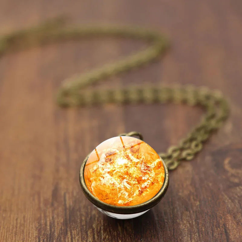 

Double Sided Glass Ball Sun Pendant Necklace Vintage Sweater Chain Necklaces Women Men Party 2018 Jewelry Fashion Accessories