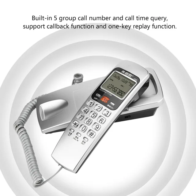FSK/DTMF Caller ID Telephone Corded Phone Big Button Desk Put Landline Fashion Extension Telephone for Home Red Blue Silver Blue