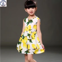 Mr.1991 d’été fille robe sans manches floral lemon imprimé fille princesse robe 3-10y casual robe de princesa enfants robe l5