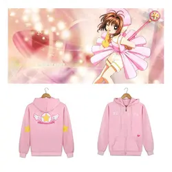 Аниме Card Captor SAKURA костюмы для косплея волшебная палочка логотип Kinomoto Sakura для женщин обувь девочек розовый толстовки с капюшоном теплые пальт