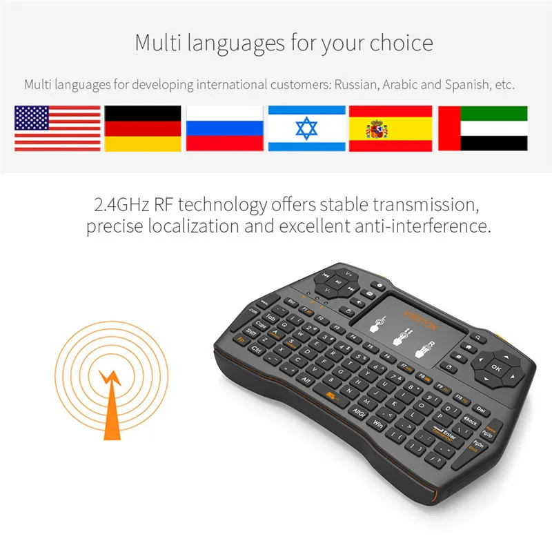 

Centechia Backlight Air Mouse Wireless Keyboard Russian English German Arabic Multi-Function Wireless Mini Air Mouse Android TV