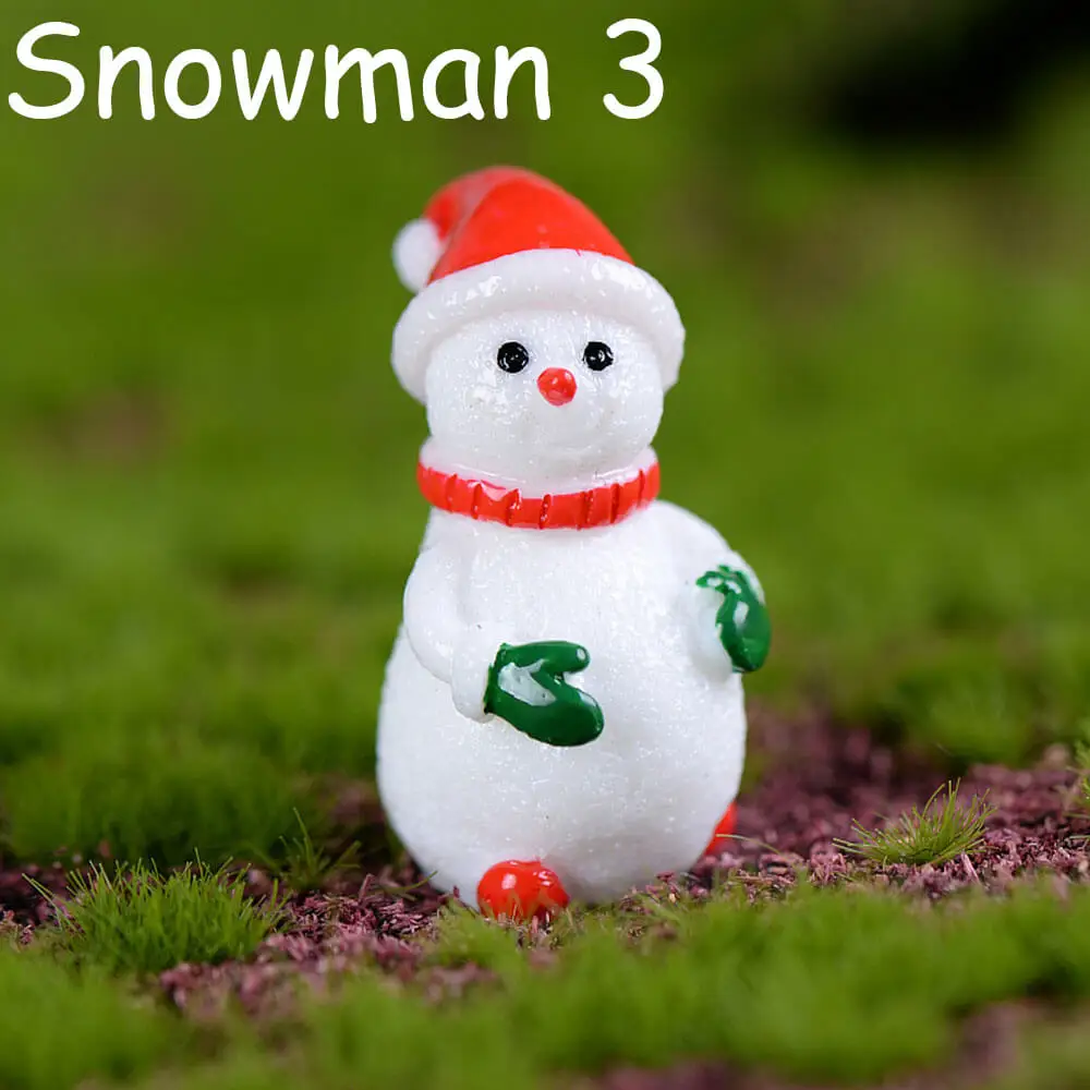 1 шт. миниатюрная Рождественская елка Санта Клаус Снеговики Подарочная коробка Террариум аксессуары Волшебные садовые фигурки мультфильм кукла украшения - Цвет: snowman 3