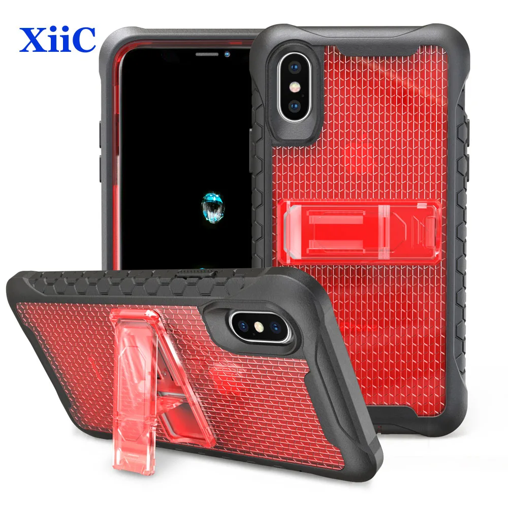 

New Protective Case With Bracket 2 in 1 Honeycomb Football Pattern Double Protection Case Protective Shell for iphone X