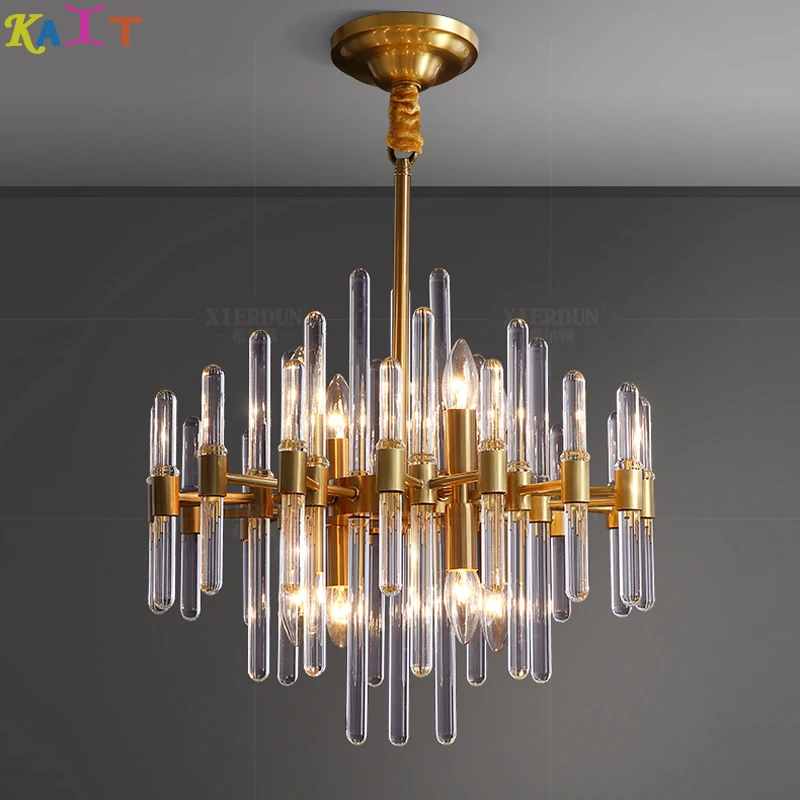 

KAIT Modern LED copper Gold Chandelier Lighting for Foyer Stair Staircase