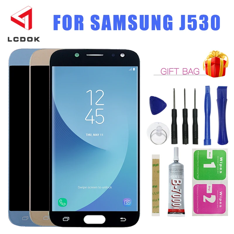 Cena J530 dostosować jasność LCD do samsunga Galaxy J5 Pro J530 J530F J5 2017 wyświetlacz LCD montaż digitizera ekranu dotykowego na części panelu