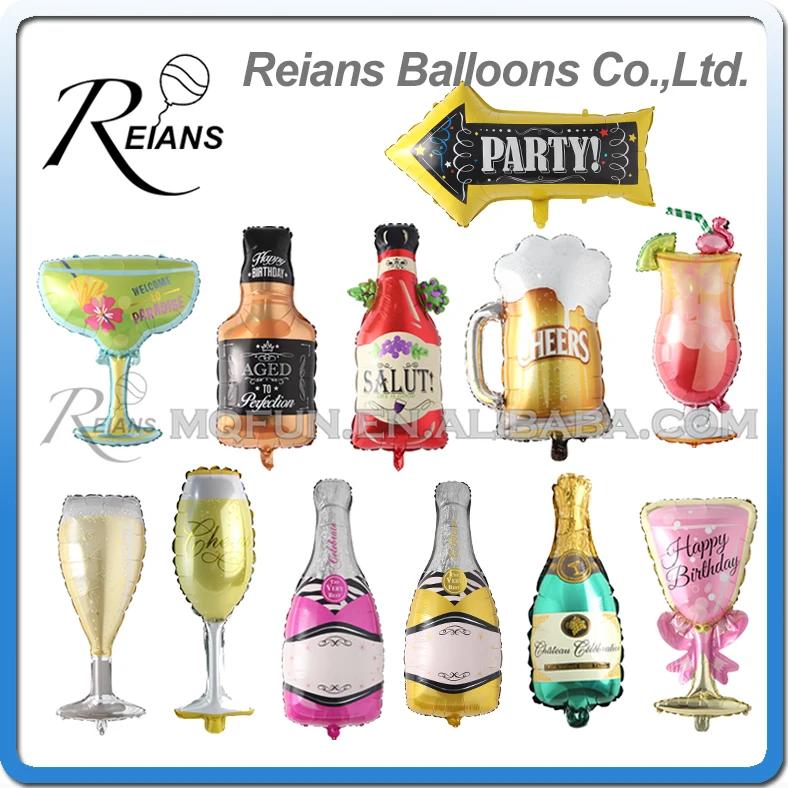 

REIANS 45/95cm Wedding Anniversary Party Aluminium Foil Balloon Decoration Gift Champagne Balloons Wine Bottle And Cup Baloon