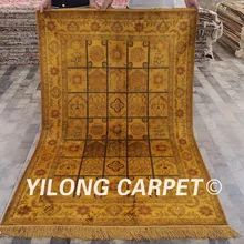 YILONG 4'x6' ковер тавризский Шелковый Ручной Работы Антикварная вещь персидские четырехсезонные ковры(YHW29GAB4x6