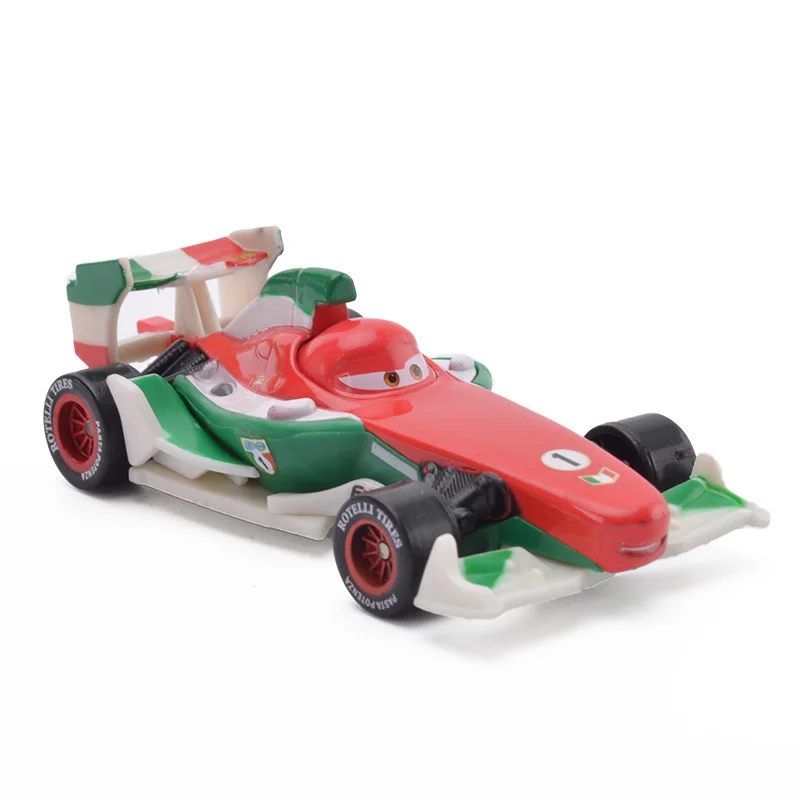 Juguete fundido a presión de Metal para niños, Disney Pixar Cars 2 3, Rayo McQueen F1, modelo de coche de Frank Bernoulli, regalos de cumpleaños de Año Nuevo, 1:55
